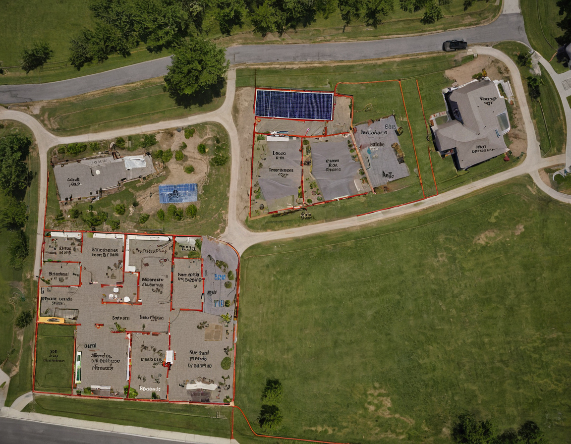 Water, sewer, power, gas, drainage, and telecom service routes influence the floor plan and site plan editorial visual